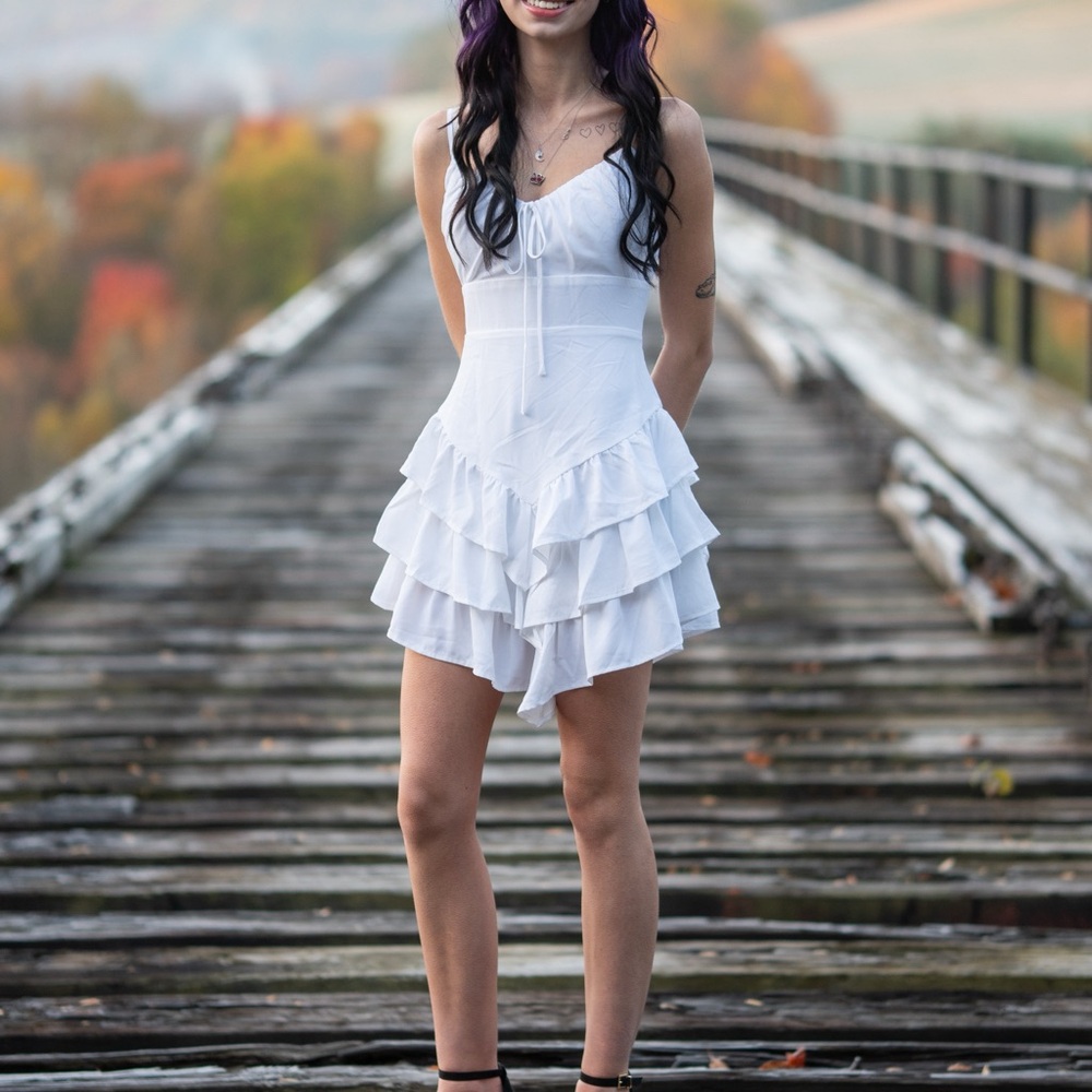 White Ruffled Dress - Picture 2 of 4